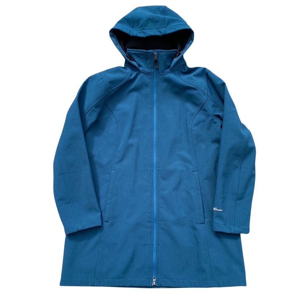 Eddie Bauer Travex Softshell Park Jacket Hooded Teal Blue Longline Gropcore-XL